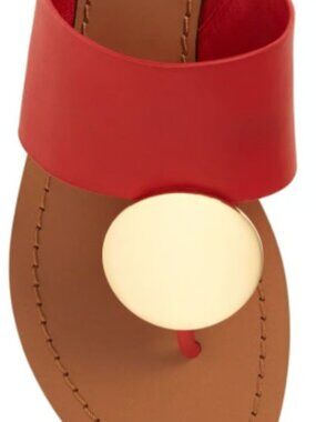 Tory Burch Patos Disc Thong Sandals, Brilliant Red / Gold Size 7.5